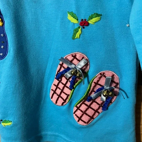 Vintage Colorful Flip-Flop Embroidered Sweater - Picture 3 of 14